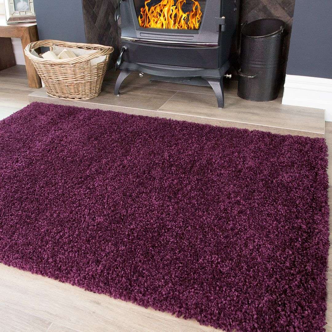 Plum Shaggy Living Room Rug