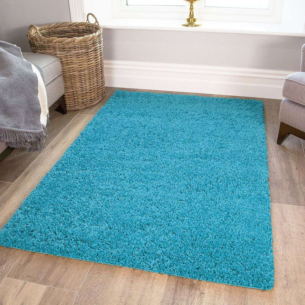 Super Soft Teal Blue Shaggy Rug | Living Room Rugs | Kukoon Rugs Online