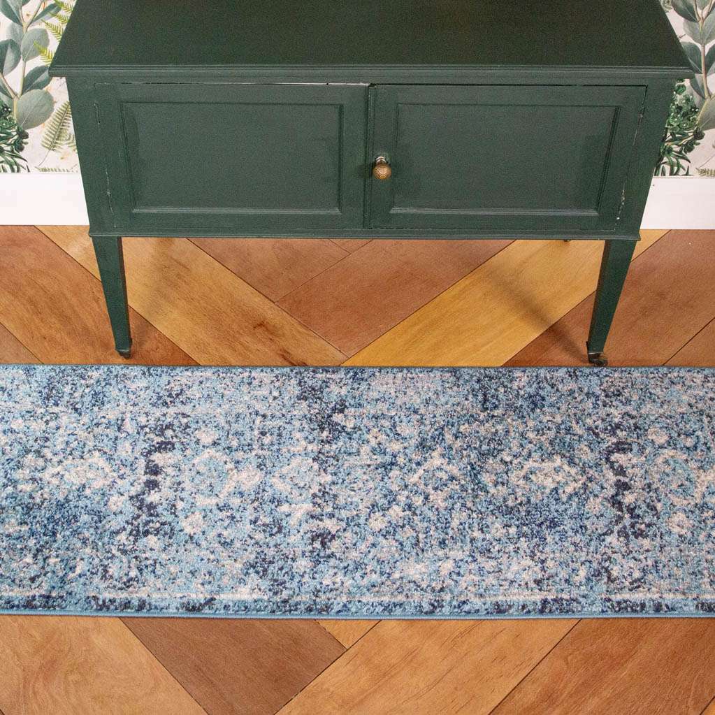 Teal Distressed Traditional Rug