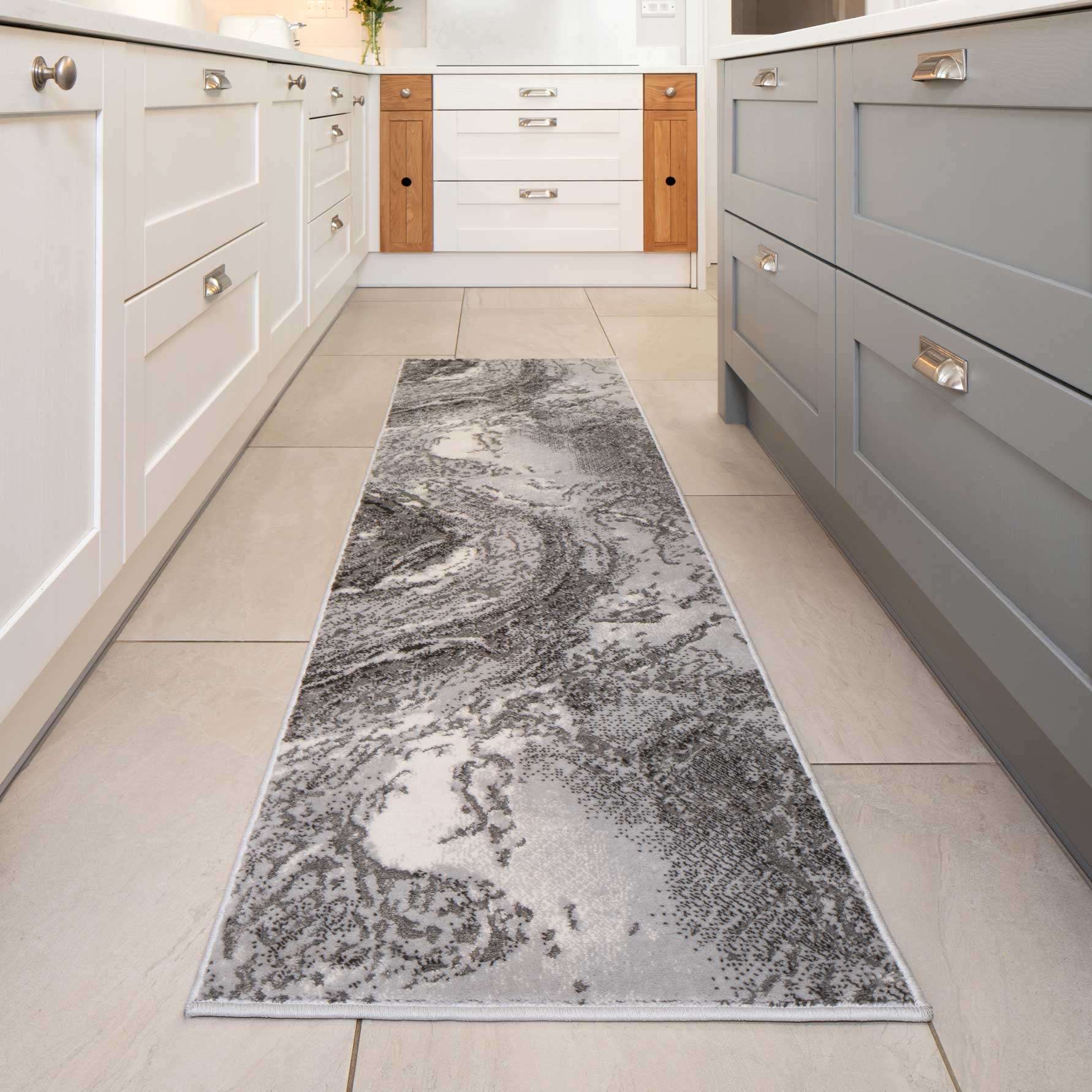 Modern Grey Textured Runner Rug