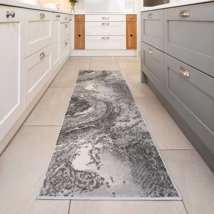 Modern Grey Textured Runner Rug