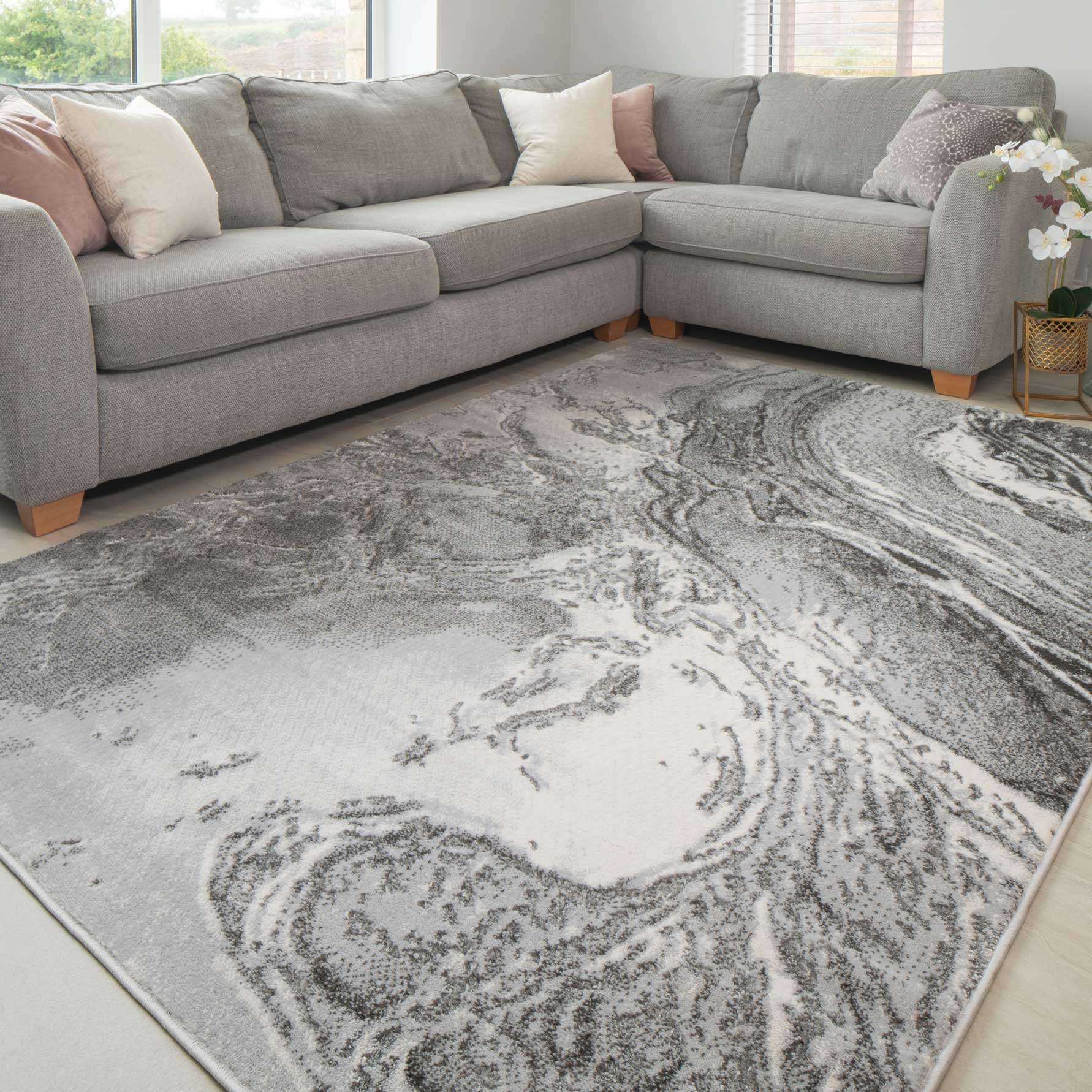 Modern Grey Textured Runner Rug