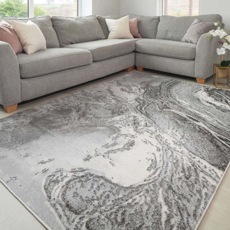 Modern Grey Textured Runner Rug