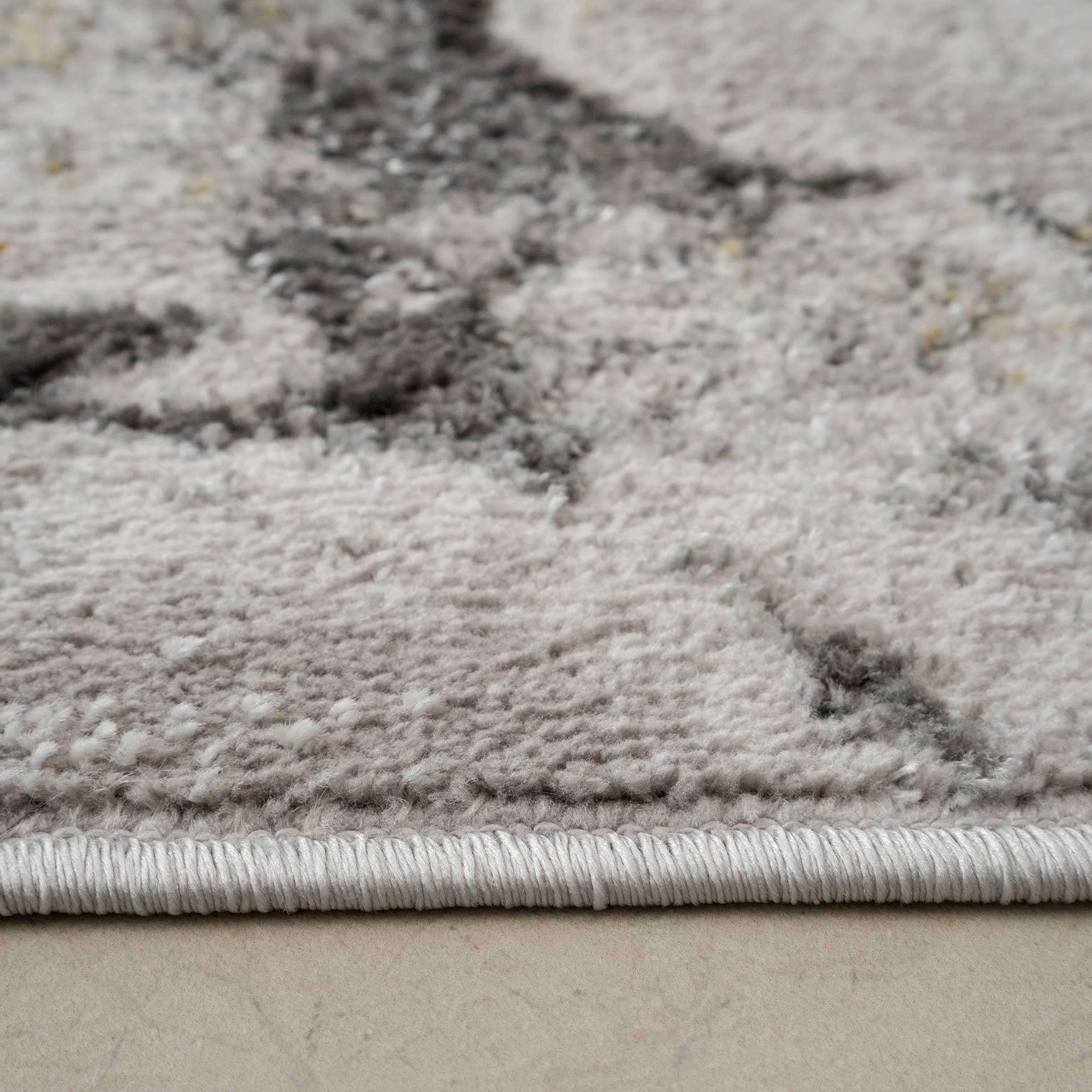 Modern Grey Marble Textured Runner Rug