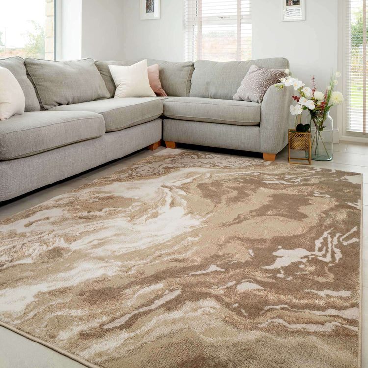 Modern Beige Textured Runner Rug
