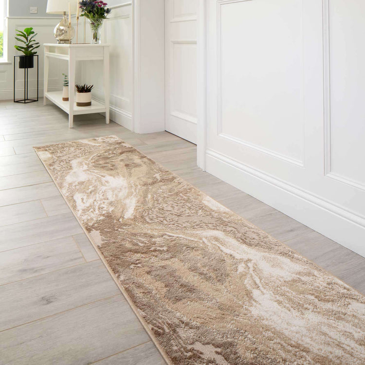 Modern Beige Textured Runner Rug