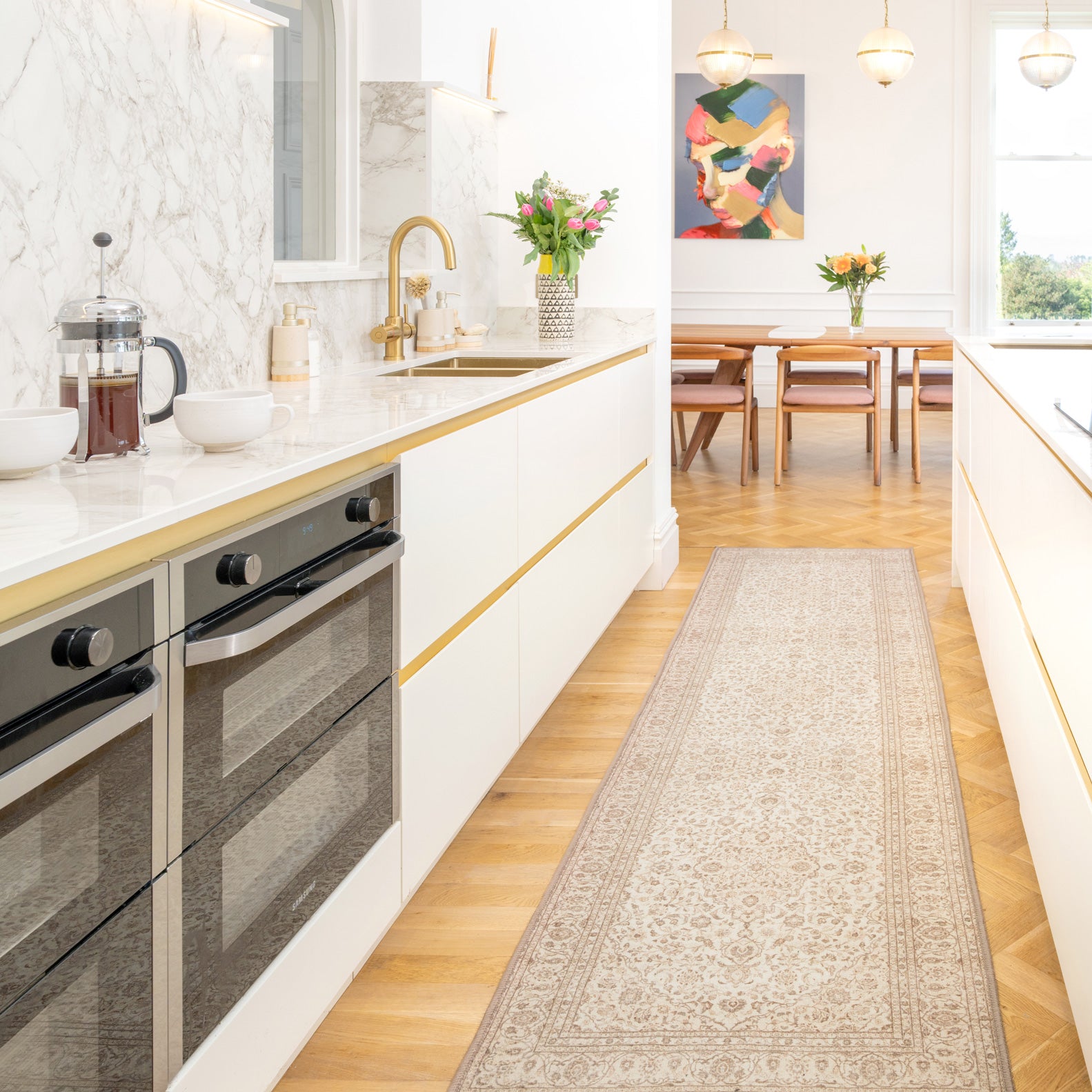 Soft Washable Cream Vintage Runner - Adeline