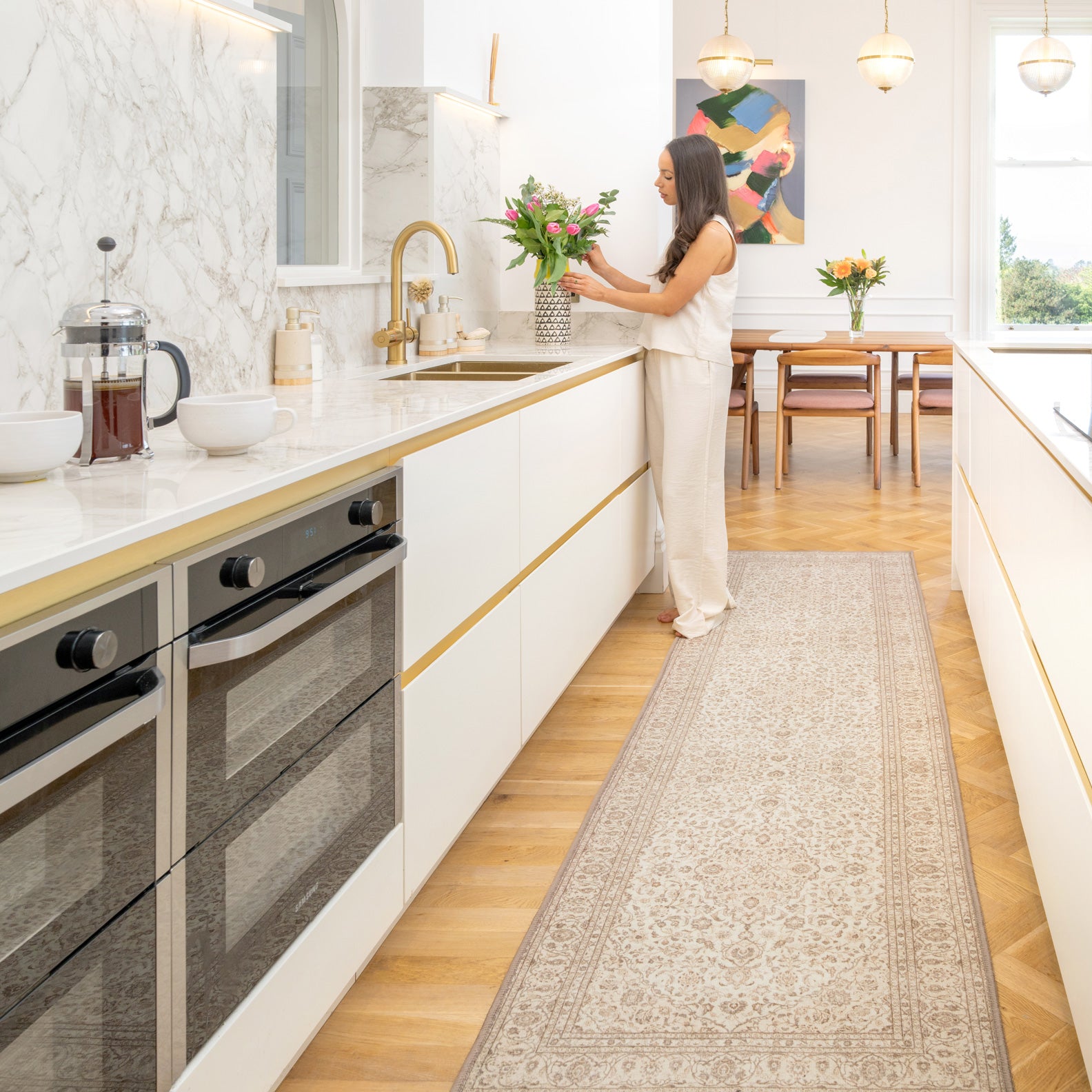 Soft Washable Cream Vintage Rug - Adeline