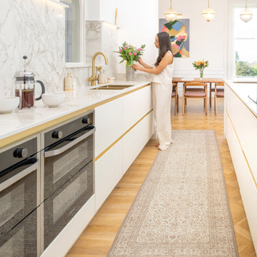 Soft Washable Cream Vintage Runner - Adeline