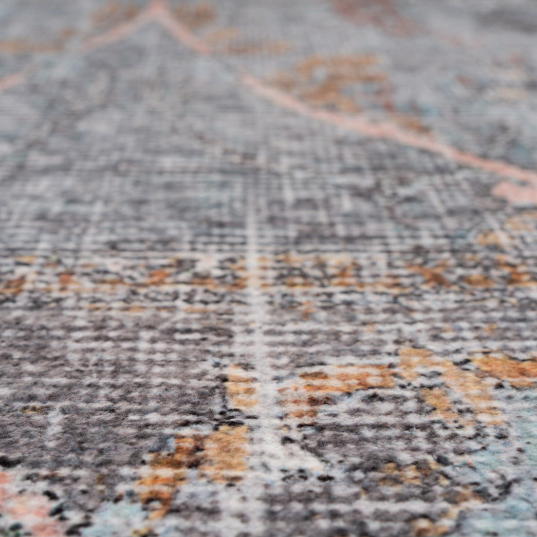 Soft Washable Blue Boho Rug - Clara