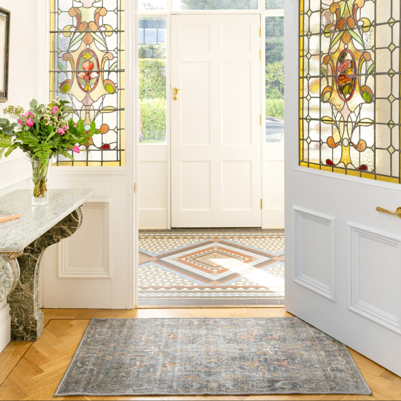 Soft Washable Blue Doormat - Clara