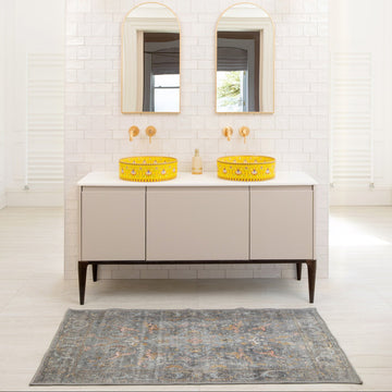 Soft Washable Blue Bathroom Mat - Clara