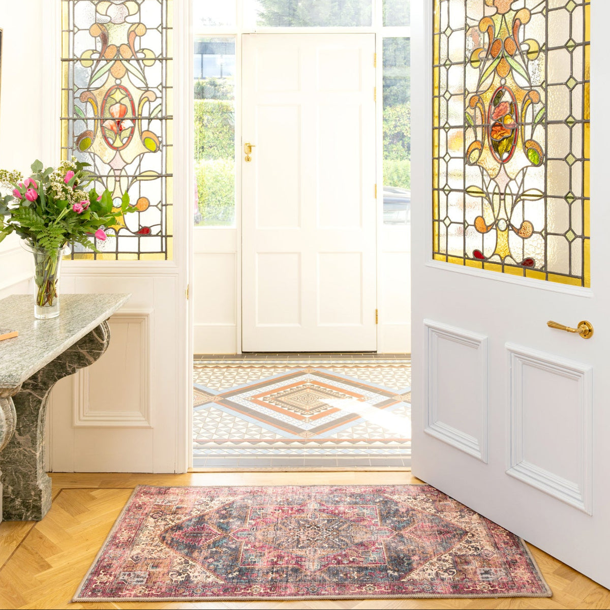 Soft Washable Multicolour Doormat - Delphine