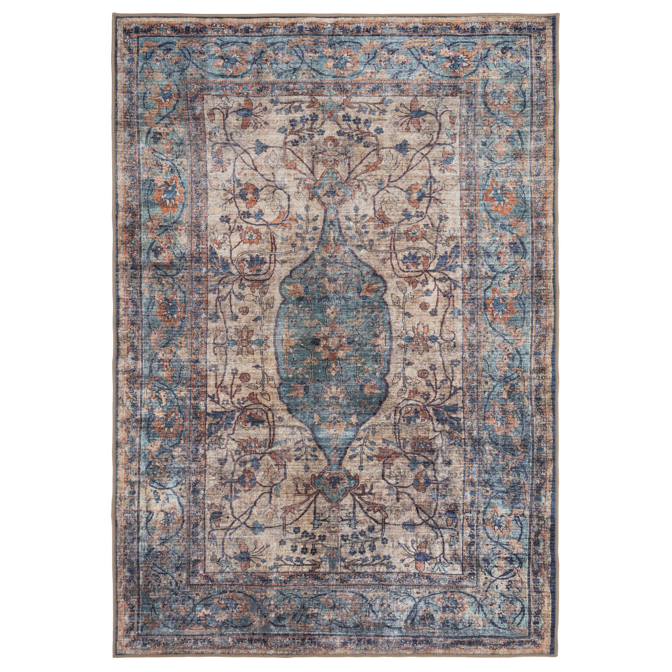 Soft Washable Blue Regency Rug - Dorothea