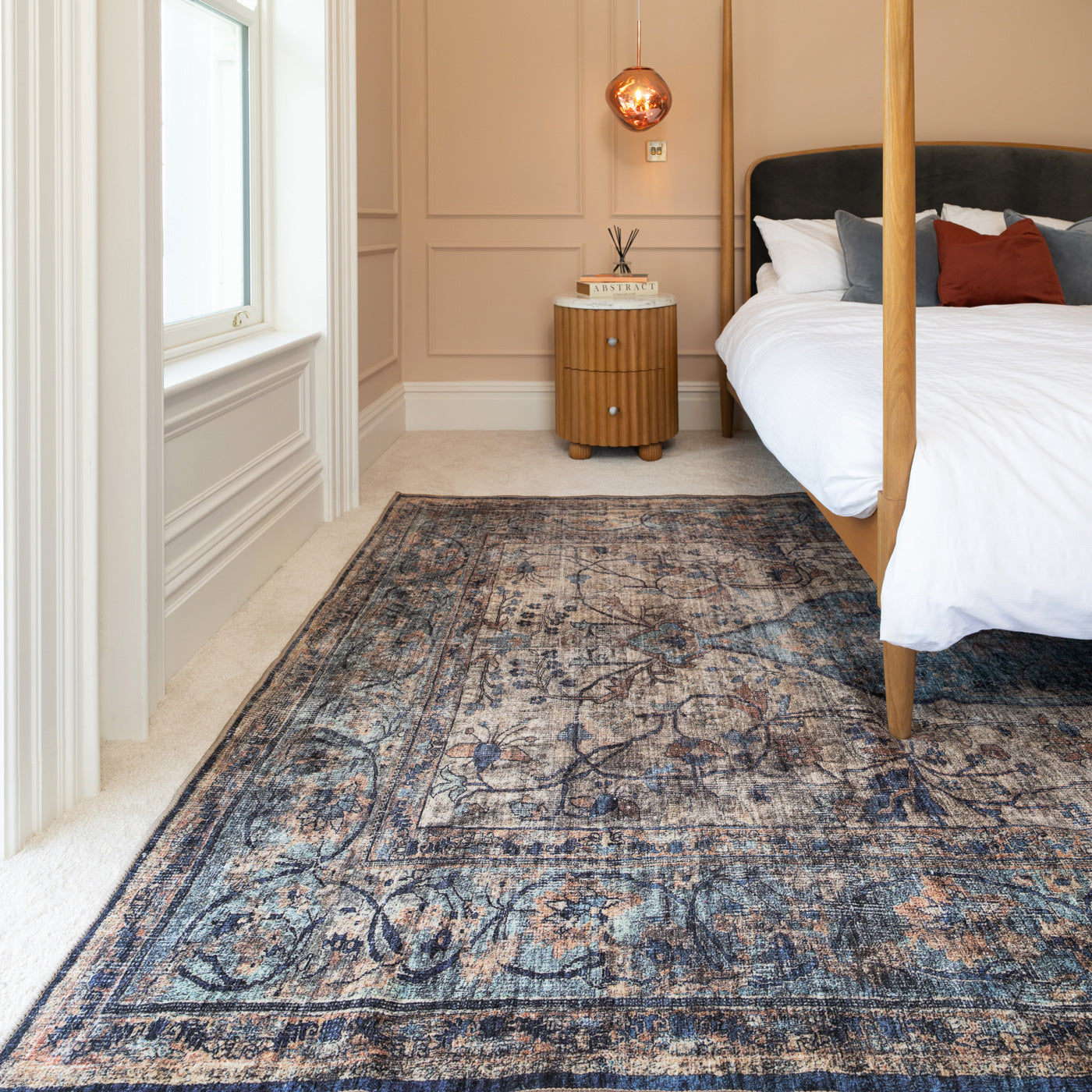 Soft Washable Blue Regency Rug - Dorothea