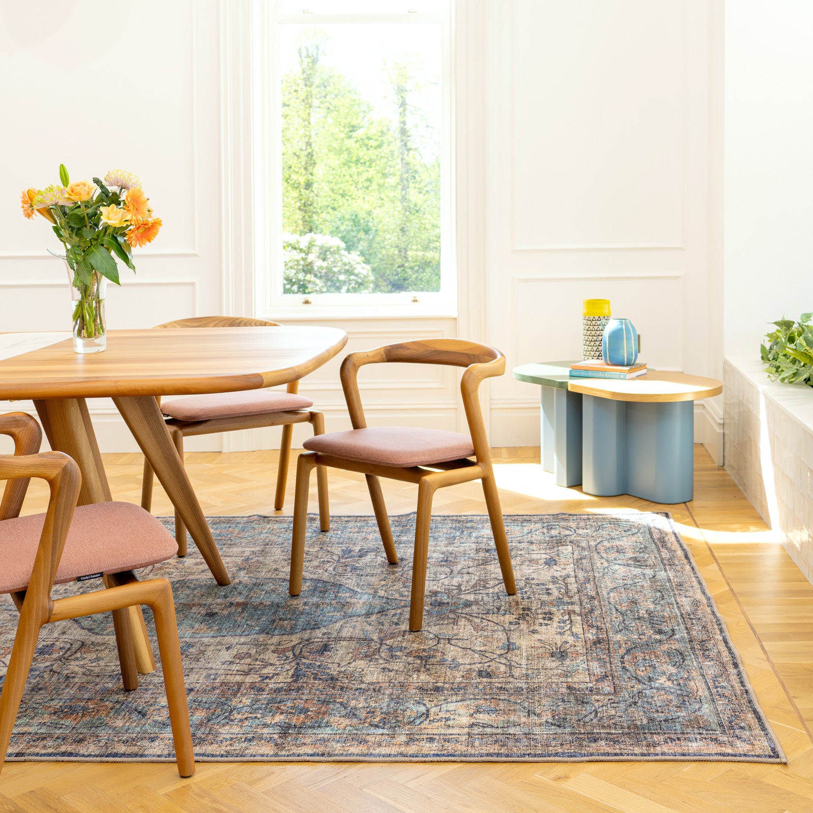 Soft Washable Blue Regency Rug - Dorothea