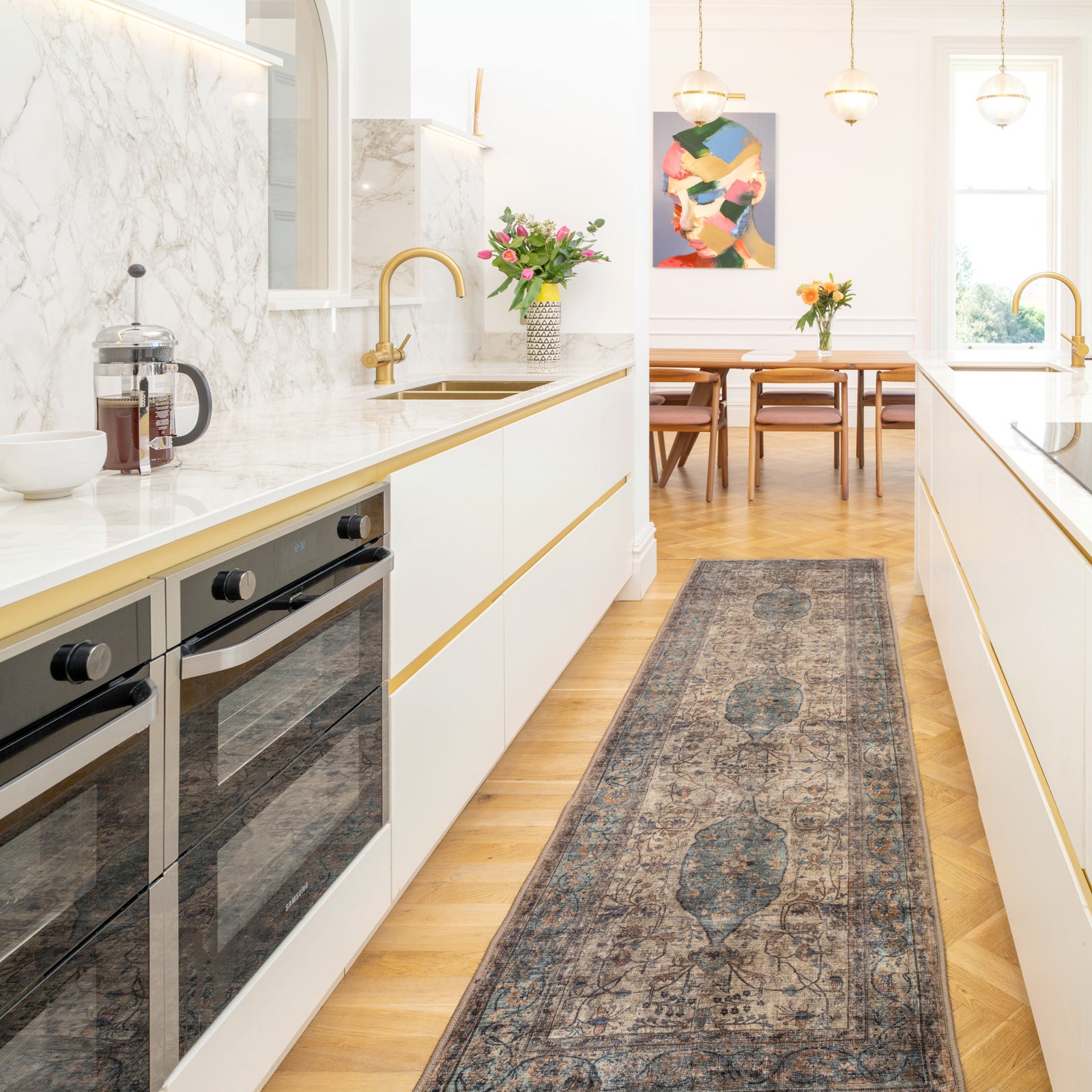 Soft Washable Blue Regency Runner - Dorothea