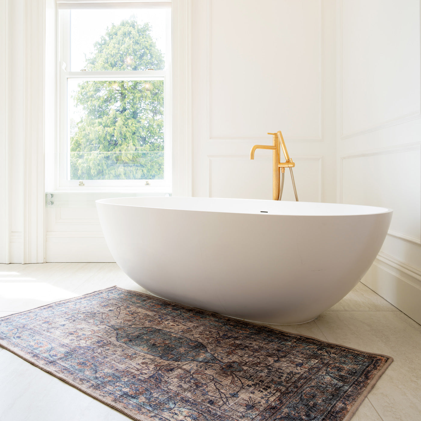 Soft Washable Blue Bathroom Mat - Dorothea