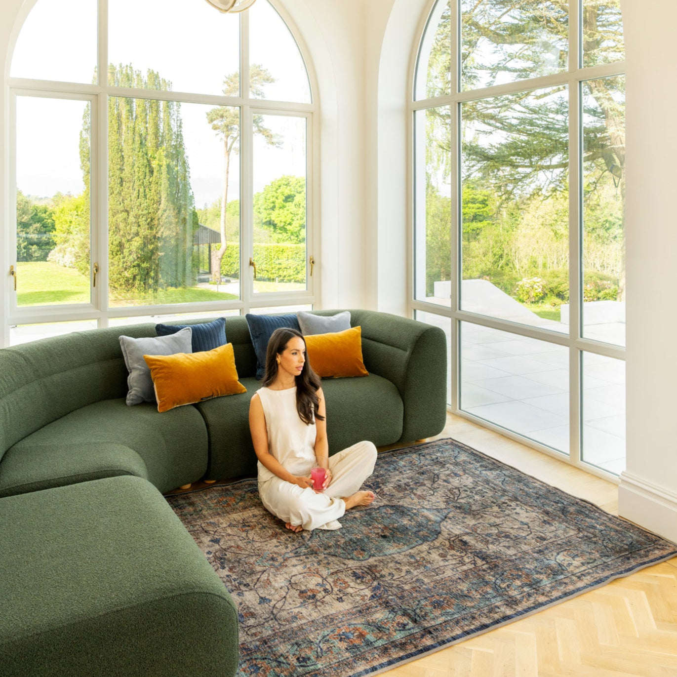 Soft Washable Blue Regency Rug - Dorothea