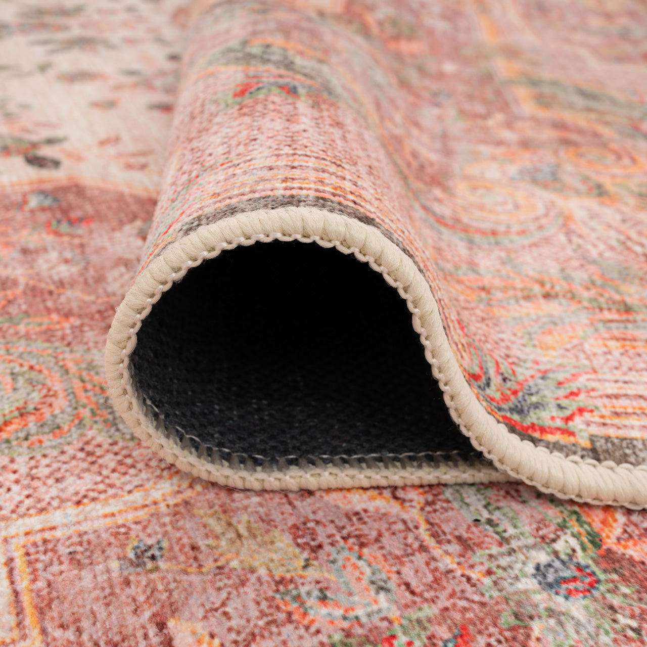 Washable Pink Medallion Rug - Dusk