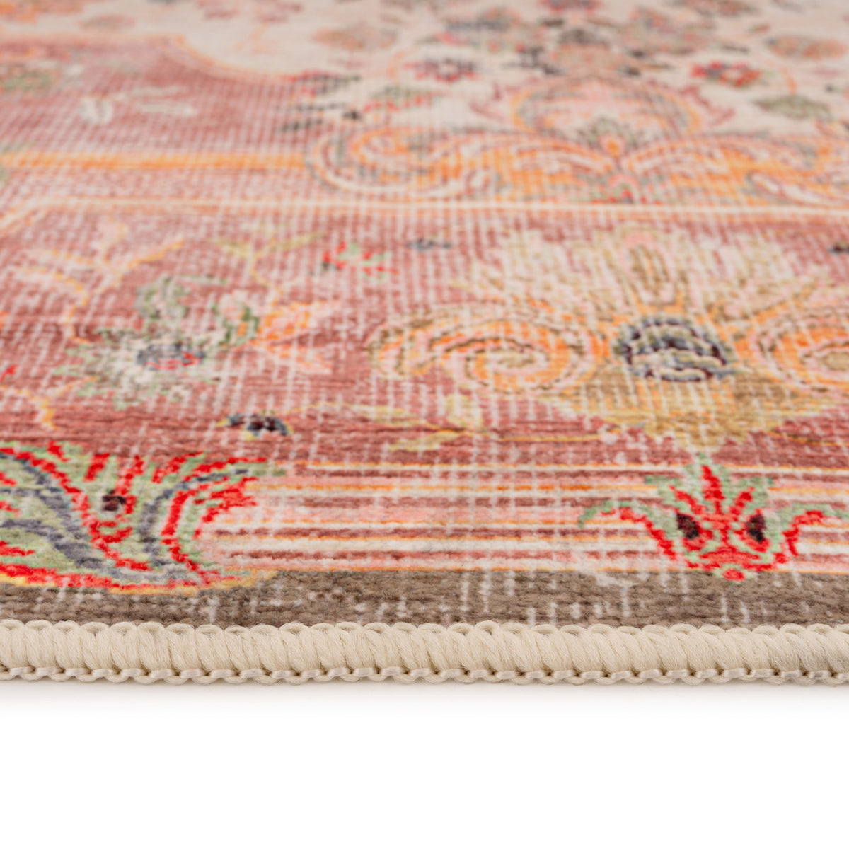 Washable Pink Medallion Runner - Dusk