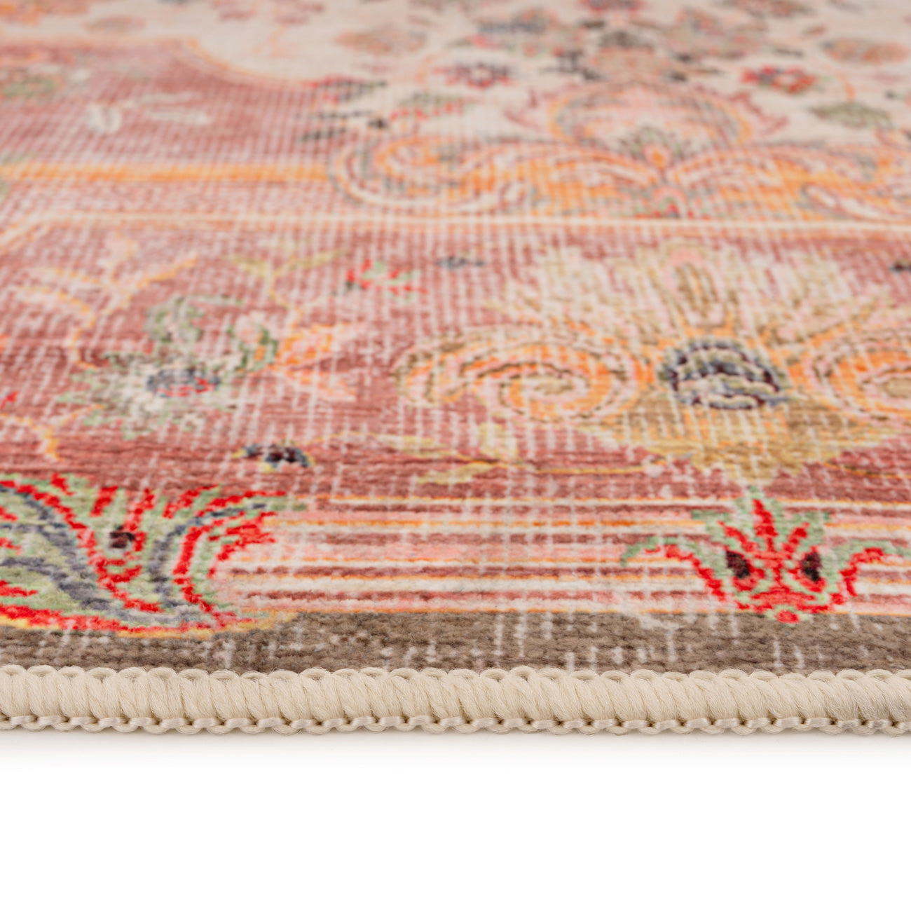 Washable Pink Medallion Runner - Dusk