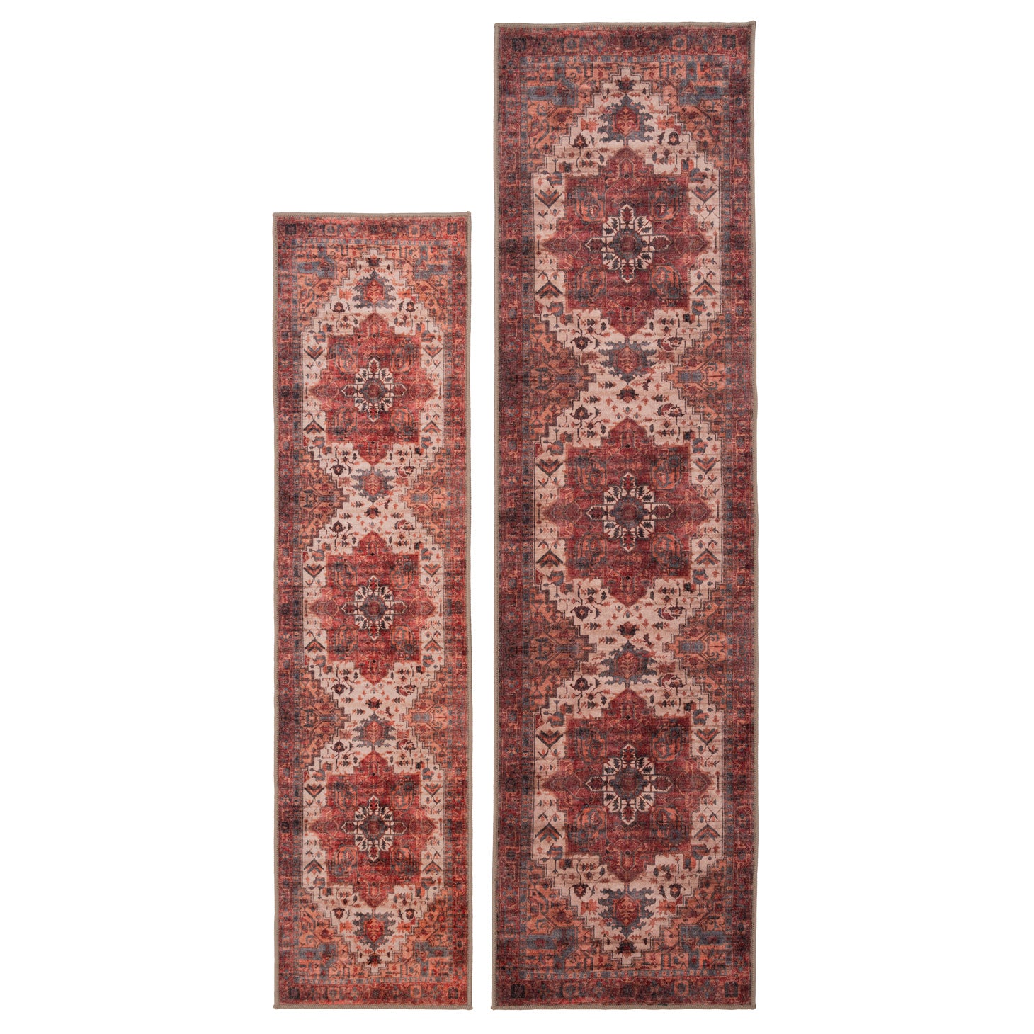 Soft Washable Red Antique Runner - Eliza