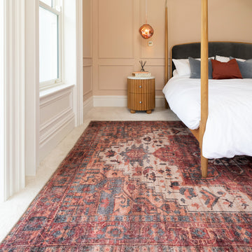 Soft Washable Red Antique Rug - Eliza