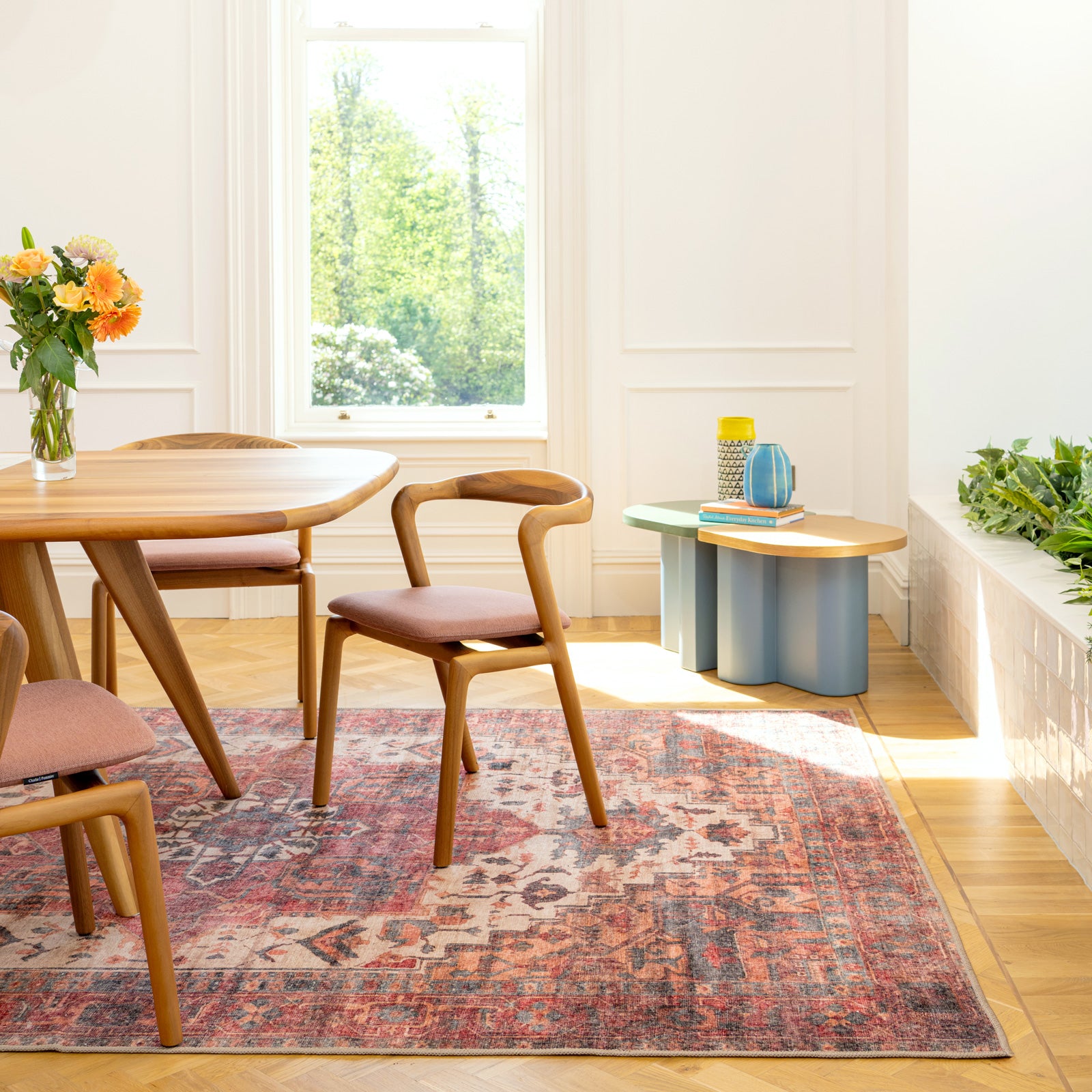 Soft Washable Red Antique Rug - Eliza