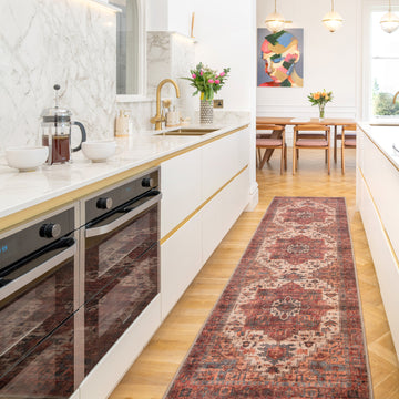 Soft Washable Red Antique Runner - Eliza