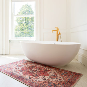 Soft Washable Red Antique Bathroom Mat - Eliza