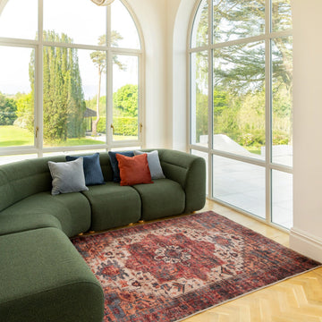 Soft Washable Red Antique Rug - Eliza