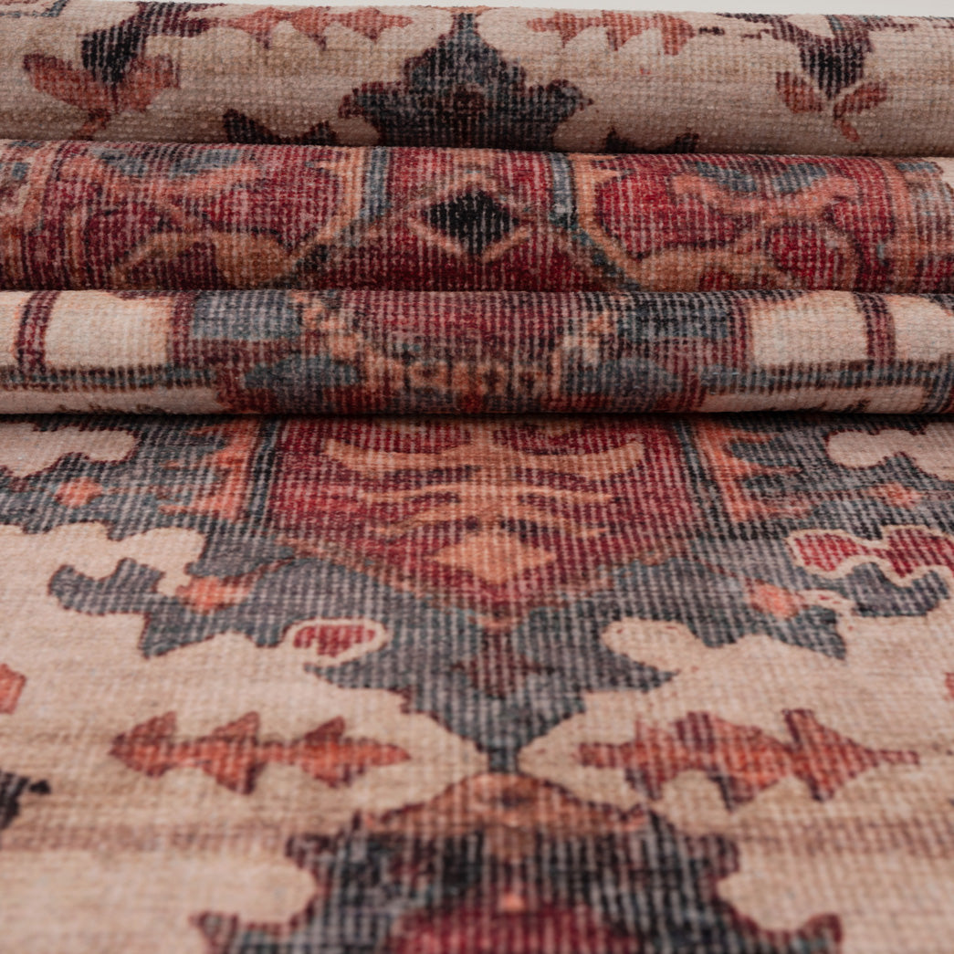 Soft Washable Red Antique Doormat - Eliza