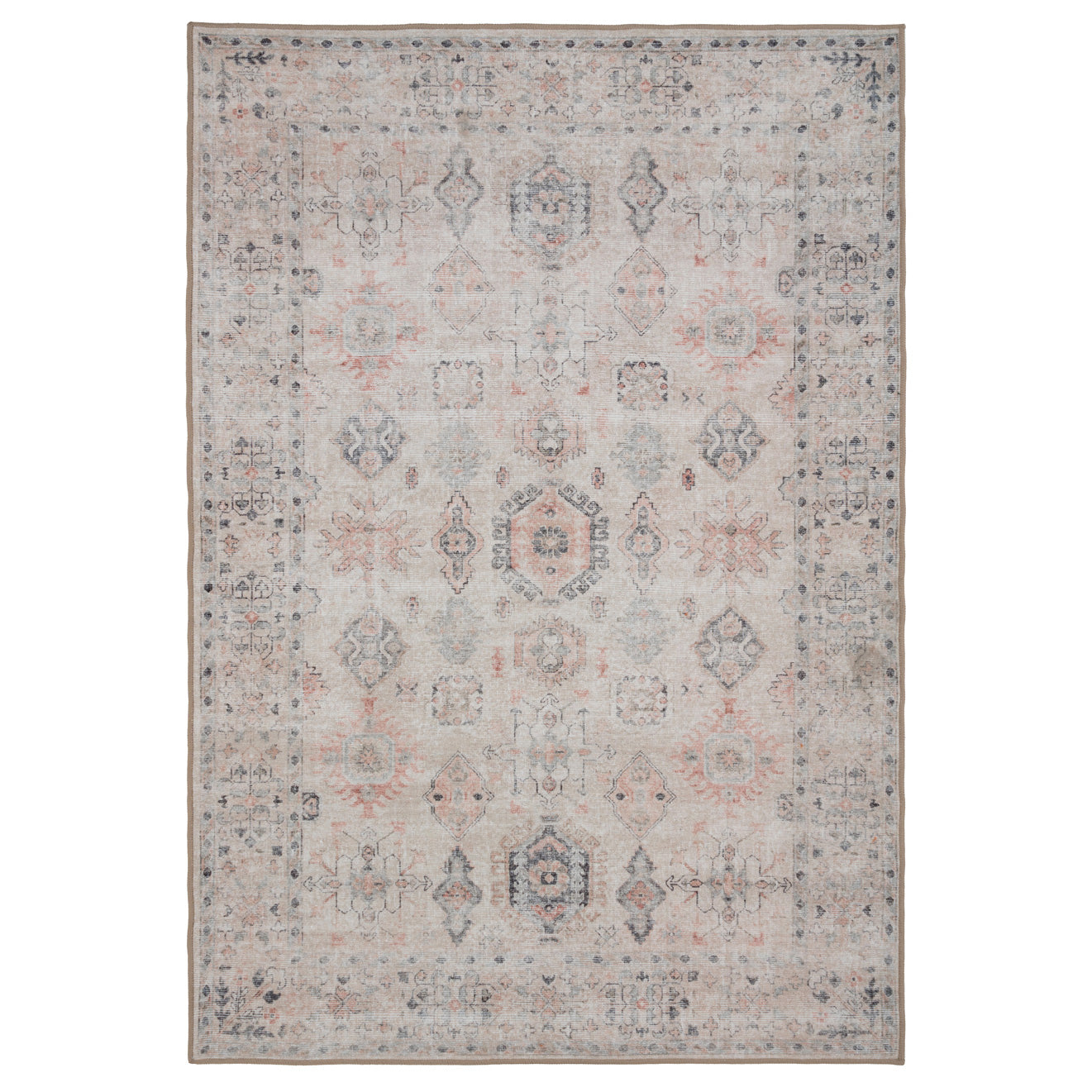 Soft Washable Cream Distressed Rug - Elnora | Living Room Rugs | Kukoon ...