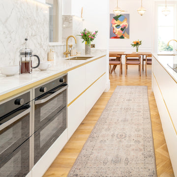 Soft Washable Cream Distressed Runner - Elnora