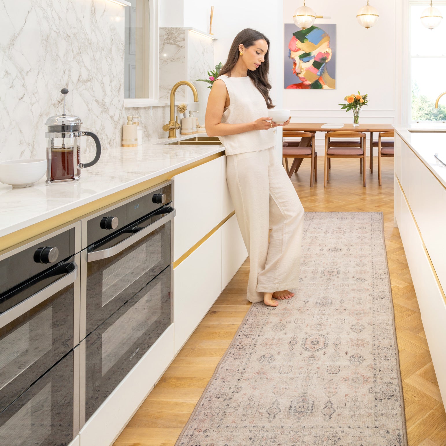 Soft Washable Cream Distressed Rug - Elnora