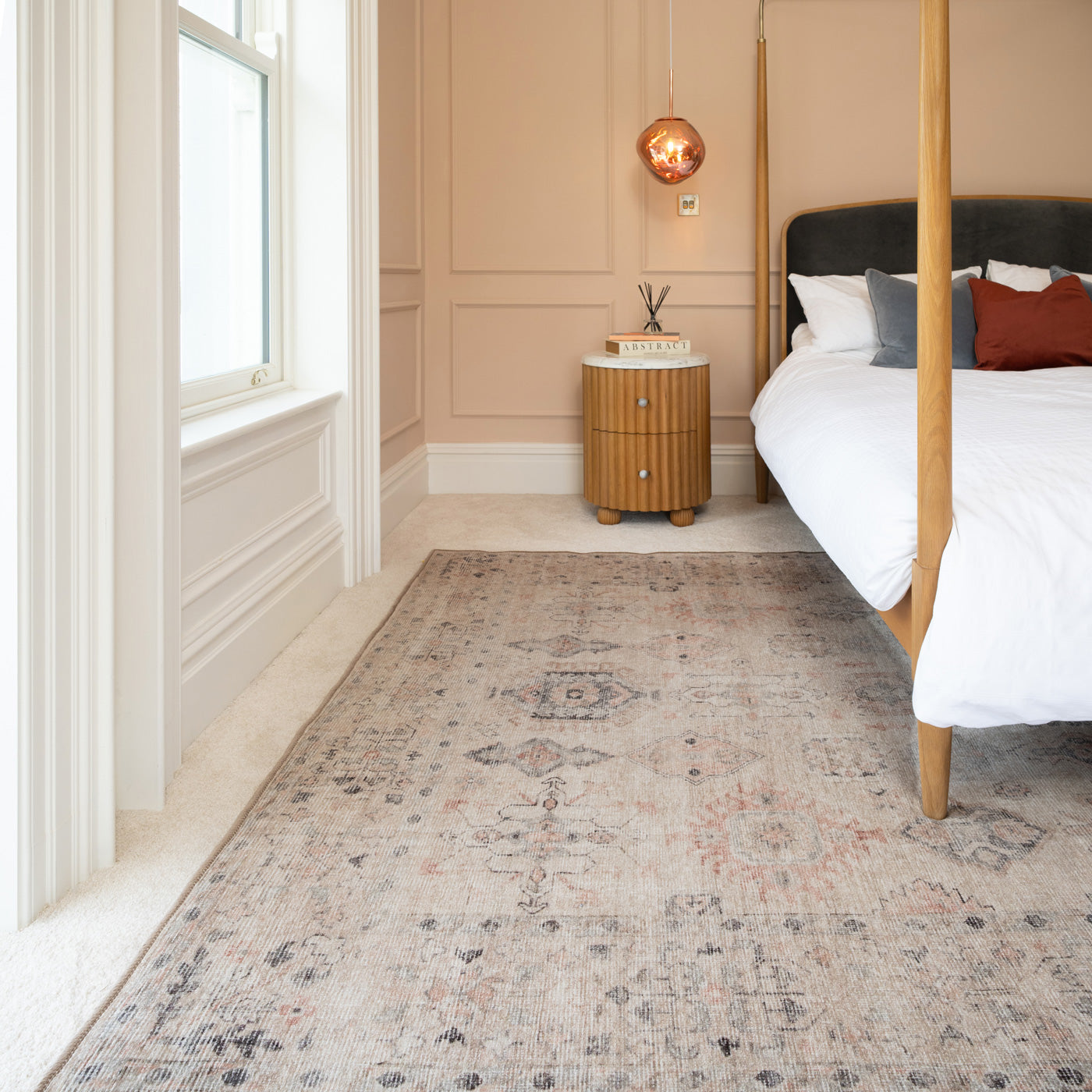 Soft Washable Cream Distressed Rug - Elnora