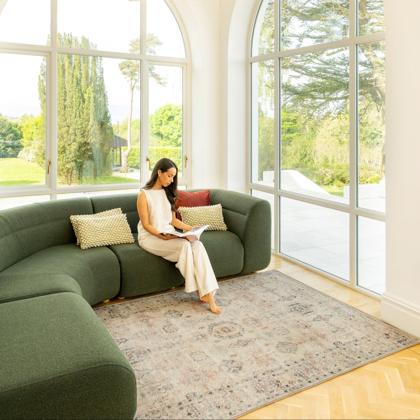 Soft Washable Cream Distressed Rug - Elnora