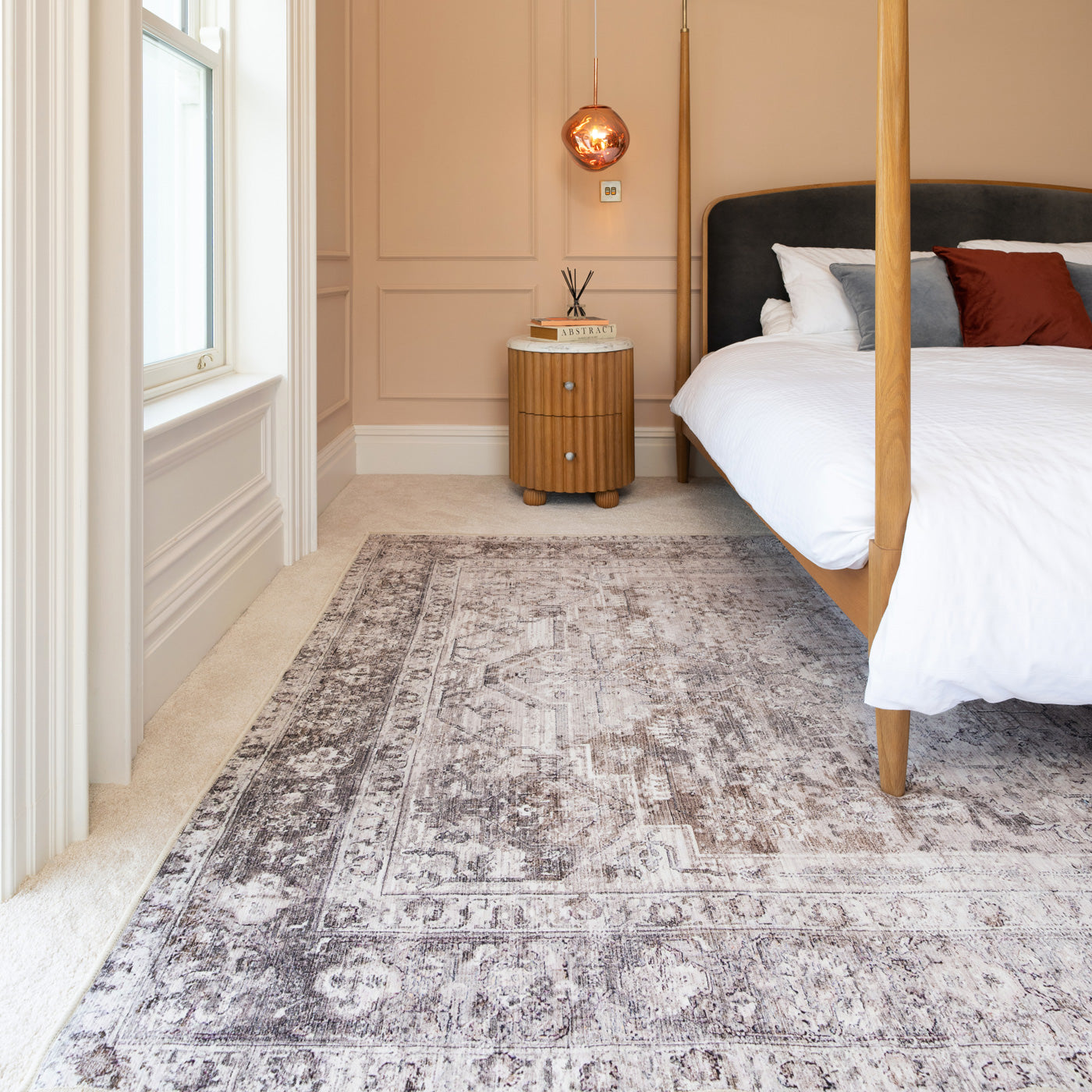 Soft Washable Vintage Greige Rug - Elsie | Living Room Rugs | Kukoon ...