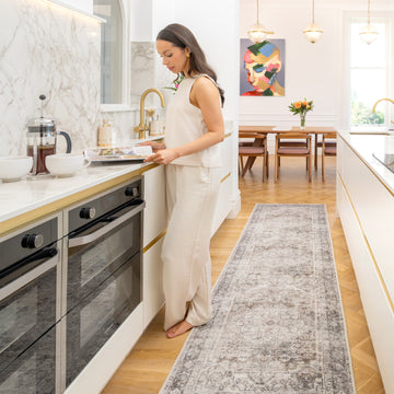 Soft Washable Vintage Greige Runner - Elsie