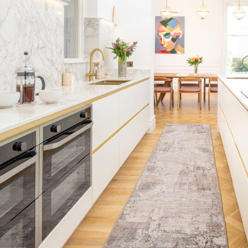 Soft Washable Distressed Greige Runner - Ernest