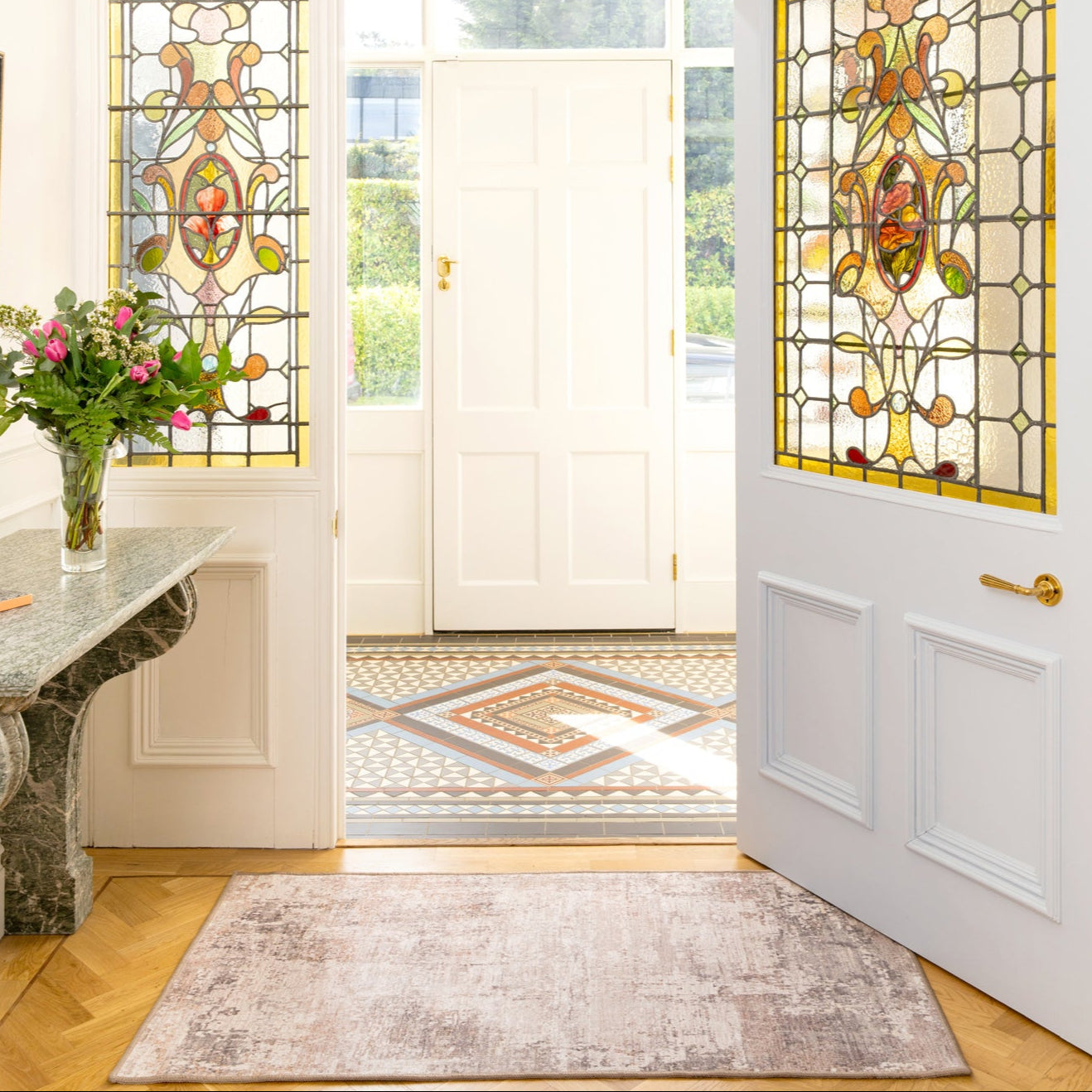 Soft Washable Distressed Bathroom Mat - Ernest