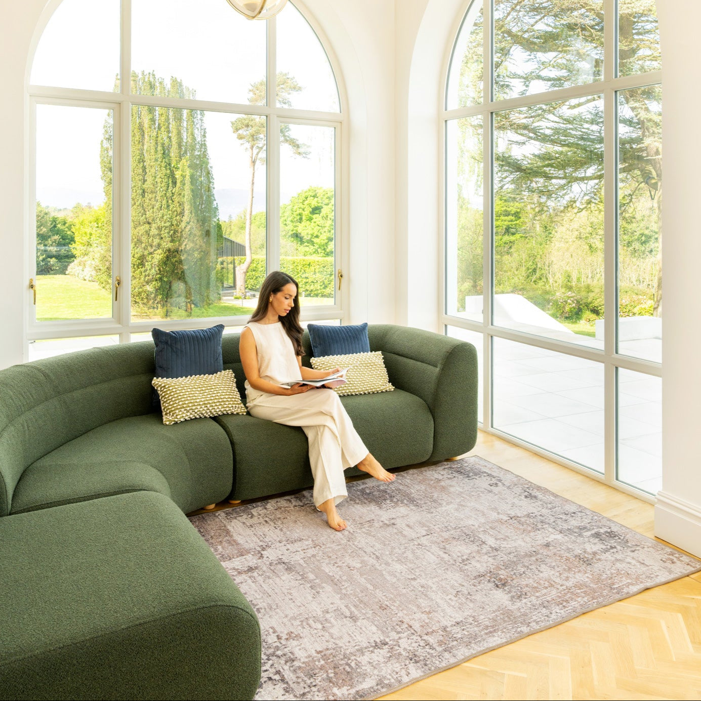 Soft Washable Distressed Greige Rug - Ernest