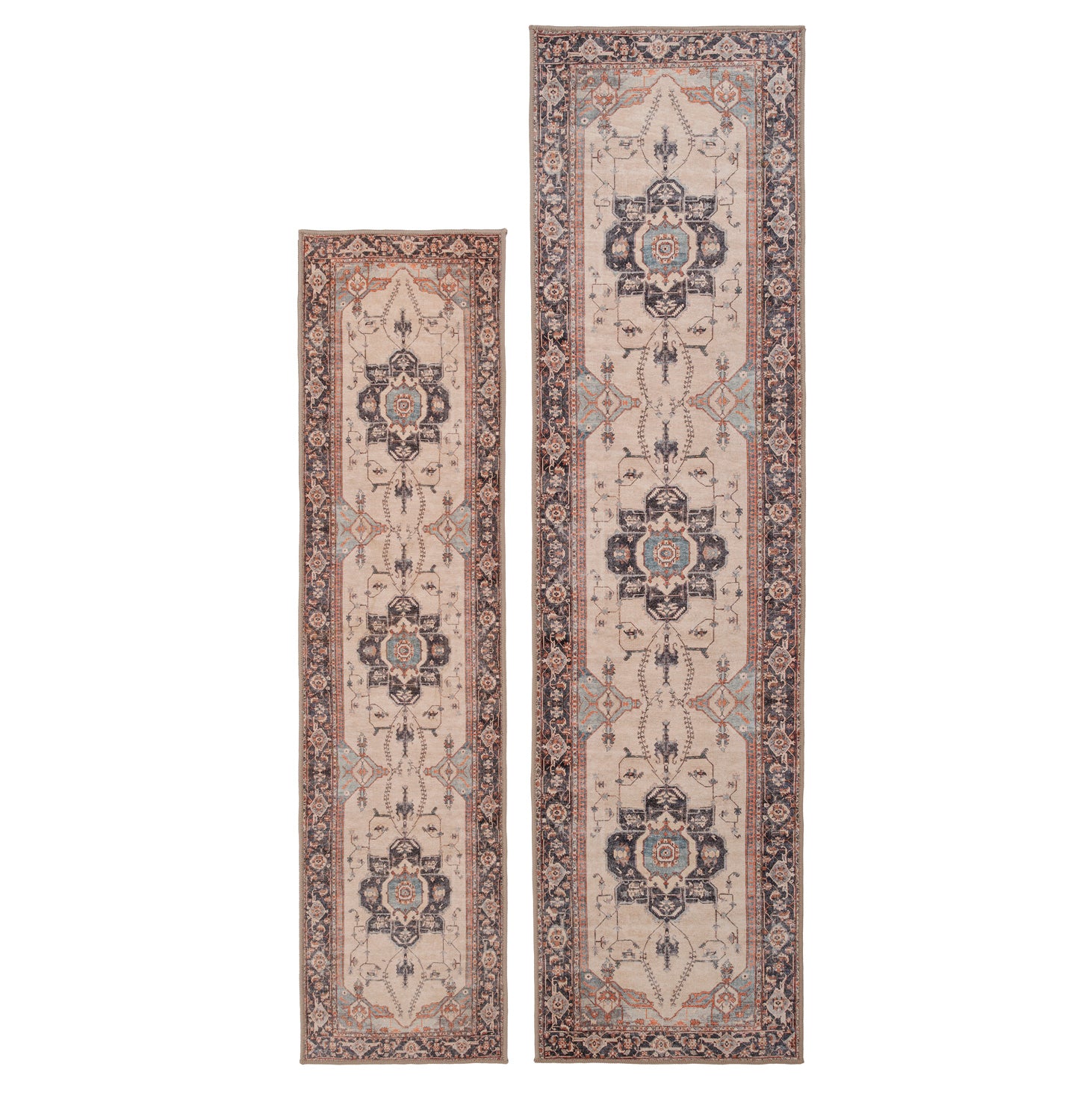 Soft Washable Blue Heritage Runner - Hazel