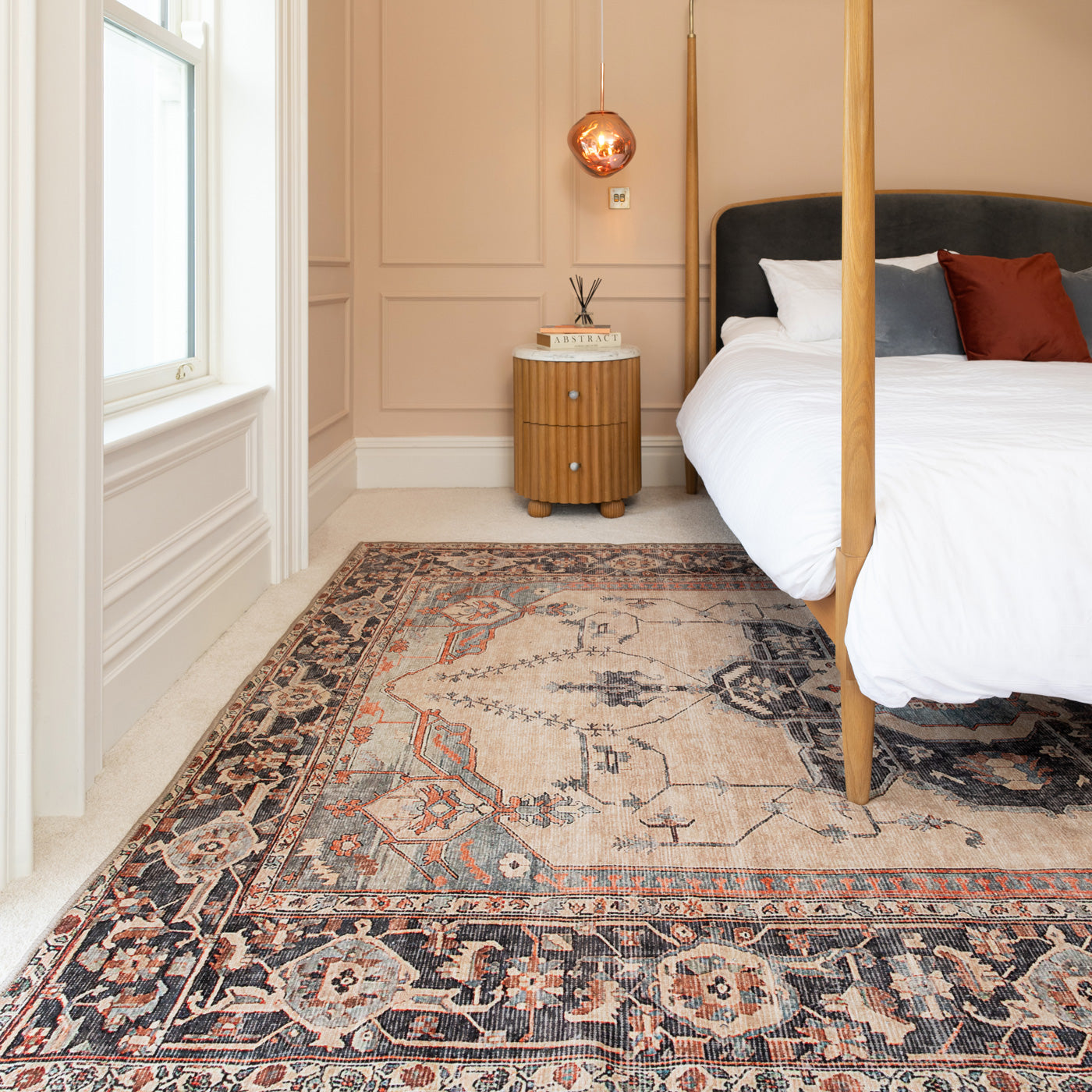 Soft Washable Blue Heritage Rug - Hazel