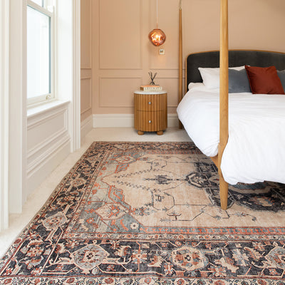 Soft Washable Blue Heritage Rug - Hazel