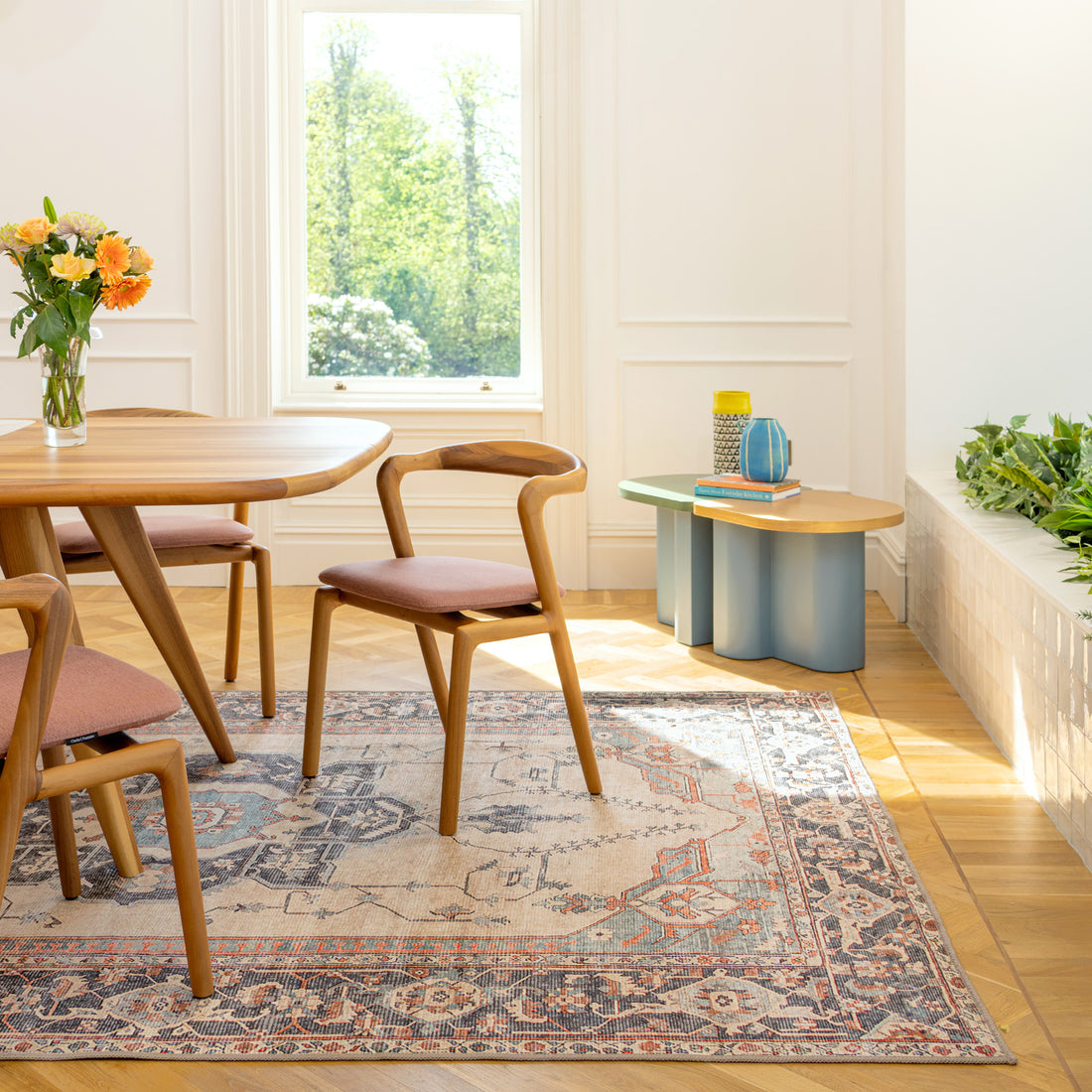 Soft Washable Blue Heritage Rug - Hazel | Living Room Rugs | Kukoon ...