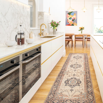 Soft Washable Blue Heritage Runner - Hazel