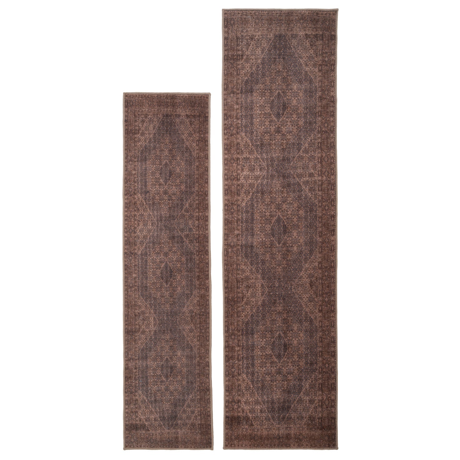 Soft Washable Brown Traditional Runner - Mabel