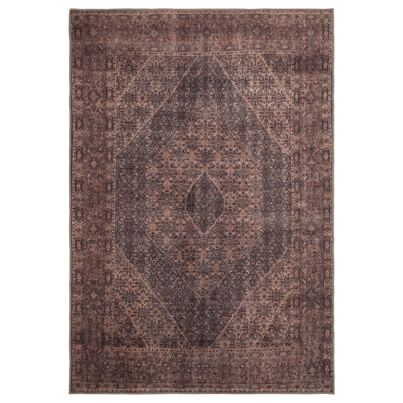 Soft Washable Brown Traditional Rug - Mabel